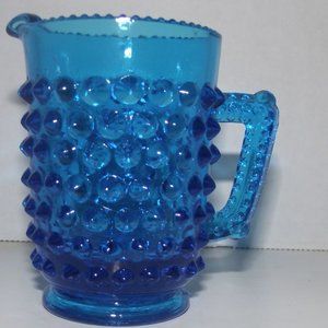 Vtg. Fenton Hobnail Creamer/Toothpick Holder Glass Colonial Blue 1oz. 1969